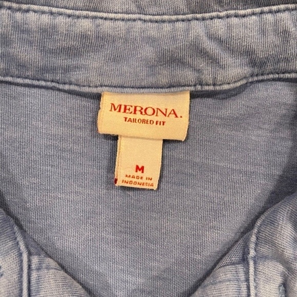 Merona Mens 100%‎ Cotton Tailored Fit Blue Polo Shirt Size M - Picture 3 of 5